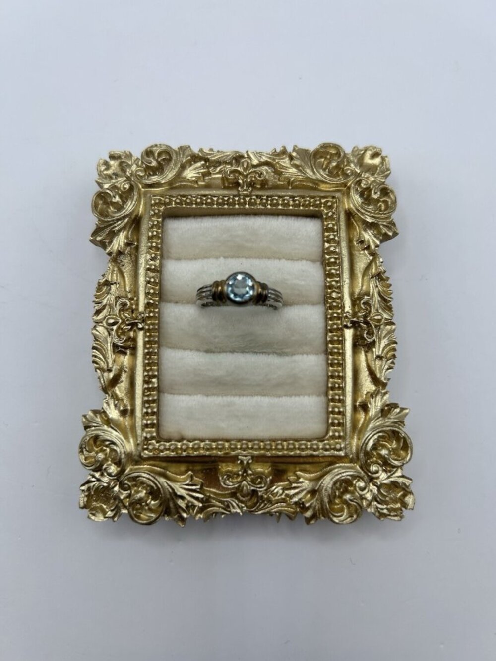 Sterling Silver Blue Gemstone Ring Size 8 Bezel Set Modern 925 Elegant Classy